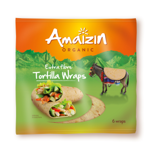 TORTILLA WRAPS Z OTRĘBAMI (ŹRÓDŁO BŁONNIKA POKARMOWEGO) BIO 240 g - AMAIZIN