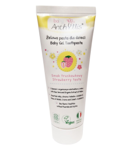 PASTA DO ZĘBÓW DLA DZIECI BEZ FLUORU OD PIERWSZEGO ZĄBKA TRUSKAWKOWA 75 ml - BABY ANTHYLLIS