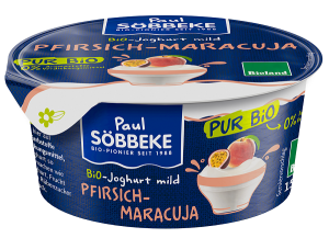 JOGURT KREMOWY BRZOSKWINIA - MARAKUJA (3,8 % TŁUSZCZU W MLEKU) BIO 150 g - SOBBEKE