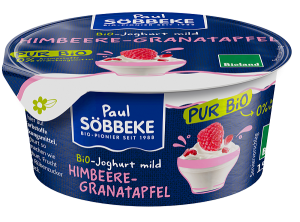 JOGURT KREMOWY MALINA - GRANAT (3,8 % TŁUSZCZU W MLEKU) BIO 150 g - SOBBEKE