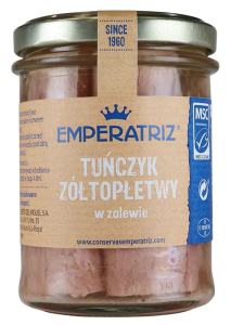 TUŃCZYK ŻÓŁTOPŁETWY W SOSIE WŁASNYM 200 g (140 g) (SŁOIK) - EMPERATRIZ
