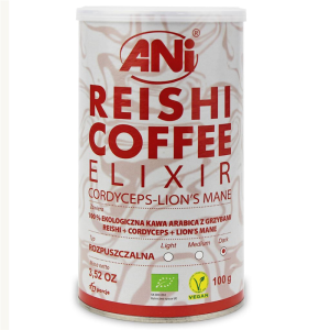 KAWA ROZPUSZCZALNA ARABICA Z GRZYBAMI REISHI + CORDYCEPS + LION'S MANE BIO 100 g - ANI