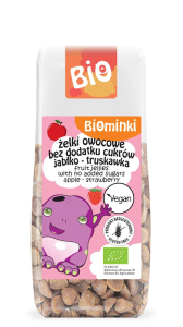 ŻELKI OWOCOWE BEZ DODATKU CUKRÓW JABŁKO - TRUSKAWKA BIO 75 g - BIOMINKI