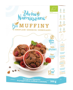 MIESZANKA NA MUFFINKI Z KROPLAMI GORZKIEJ CZEKOLADY BEZGLUTENOWA BIO 300 g - ZDROWO NAMIESZANE