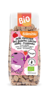 ŻELKI OWOCOWE BEZ DODATKU CUKRÓW JABŁKO - TRUSKAWKA BIO 150 g - BIOMINKI