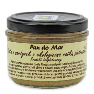 PASTA Z SARDYNEK I BIO NATKĄ PIETRUSZKI BEZGLUTENOWA 125 g (SŁOIK) - PAN DO MAR