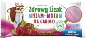 LIZAK O SMAKU MALINOWYM NA GARDŁO BEZGLUTENOWY 6 g - STARPHARMA