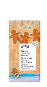CZEKOLADA GIANDUJA Z KAWAŁKAMI PIERNIKA I KARMELU BIO 100 g - VIVANI (PRODUKT SEZONOWY)