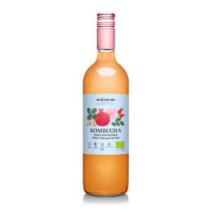 KOMBUCHA MIĘTA MAROKAŃSKA, DZIKA RÓŻA I GRANAT BIO 750 ml - DELIKATNA (ZAKWASOWNIA)
