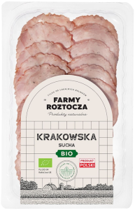 KIEŁBASA KRAKOWSKA SUCHA PLASTRY BIO 80 g - FARMY ROZTOCZA (Z PÓŁKI)