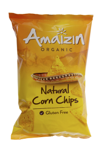 CHIPSY KUKURYDZIANE SOLONE BEZGLUTENOWE BIO 150 g - AMAIZIN