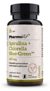 SPIRULINA + CHLORELLA BLUE-GREEN (500 mg) BEZGLUTENOWA 180 TABLETEK - PHARMOVIT (CLASSIC)