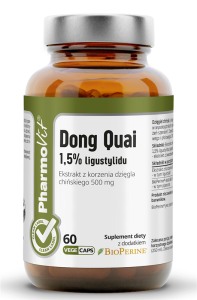 DZIĘGIEL CHIŃSKI (DONG QUAI) EKSTRAKT (500 mg) BEZGLUTENOWY 60 KAPSUŁEK - PHARMOVIT (CLEAN LABEL)