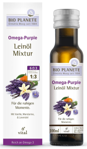 OMEGA PURPLE - MIESZANKA Z OLEJEM LNIANYM (MANDARYNKA, WANILIA, LAWENDA) BIO 100 ml - BIO PLANETE