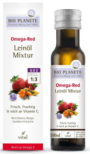 OMEGA RED - MIESZANKA Z OLEJEM LNIANYM (ROKITNIK, MANGO, ACEROLA, TRUSKAWKA) BIO 100 ml - BIO PLANETE