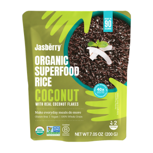 RYŻ EXPRESS JASBERRY RAZOWY Z PŁATKAMI KOKOSOWYMI BEZGLUTENOWY BIO 200 g - JASBERRY RICE (CALORIE WATCHERS)