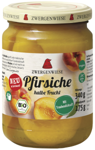 BRZOSKWINIE POŁÓWKI W LEKKIM SYROPIE BEZGLUTENOWE BIO 340 g (175 g) (SŁOIK) - ZWERGENWIESE