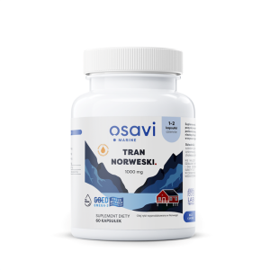 TRAN NORWESKI OMEGA-3 (220 mg) O SMAKU CYTRYNOWYM BEZGLUTENOWY 60 KAPSUŁEK - OSAVI