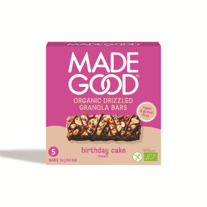 BATONIKI GRANOLA CRUNCHY SMAK TORT URODZINOWY BEZGLUTENOWE BIO (5 x 24 g) 120 g - MADEGOOD