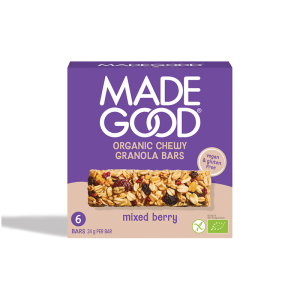BATONIKI GRANOLA CRUNCHY Z CZERWONYMI OWOCAMI BEZGLUTENOWE BIO (6 x 24 g) 144 g - MADEGOOD