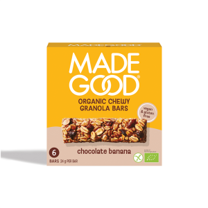 BATONIKI GRANOLA CRUNCHY Z CZEKOLADĄ I BANANEM BEZGLUTENOWE BIO (6 x 24 g) 144 g - MADEGOOD