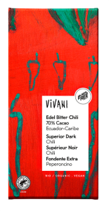 CZEKOLADA GORZKA Z CHILI BIO 80 g - VIVANI
