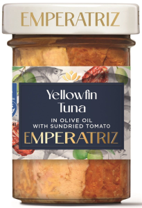 TUŃCZYK ŻÓŁTOPŁETWY FILETY MSC W OLIWIE Z OLIWEK Z SUSZONYMI POMIDORAMI 180 g (120 g) (SŁOIK) - EMPERATRIZ