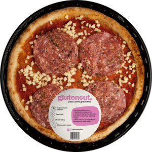 przecena PIZZA Z SEREM MOZZARELLA I KIEŁBASĄ SALAMI BEZGLUTENOWA 330 g - GLUTEN OUT
