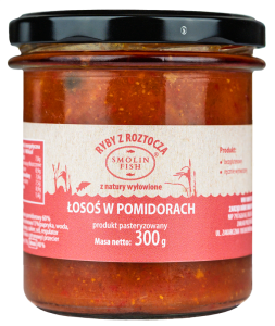 ŁOSOŚ W POMIDORACH BEZGLUTENOWY 300 g - SMOLIN FISH (NA ZAMÓWIENIE)