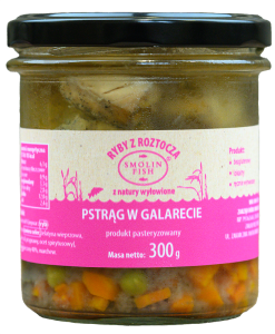 PSTRĄG W GALARECIE BEZGLUTENOWY 300 g - SMOLIN FISH (NA ZAMÓWIENIE)