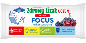 LIZAK O SMAKU WIŚNIA - JAGODA NA KONCENTRACJĘ BEZ CUKRU BEZGLUTENOWY 6 g - MNIAM MNIAM STARPHARMA (UCZEŃ FOCUS)