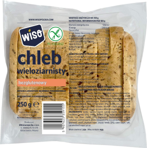 CHLEB WIELOZIARNISTY KROJONY BEZGLUTENOWY 250 g - WISO