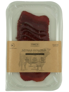SZYNKA WOŁOWA DOJRZEWAJĄCA PLASTRY BEZGLUTENOWA 65 g - PAWĘTA
