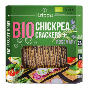 KRAKERSY PROTEINOWE Z CIECIERZYCY Z ROZMARYNEM BIO 80 g - KRIPPU