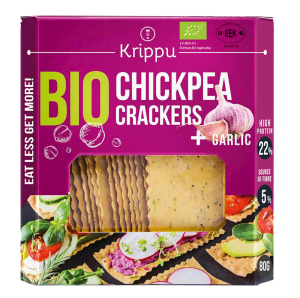 KRAKERSY PROTEINOWE Z CIECIERZYCY Z CZOSNKIEM BIO 80 g - KRIPPU