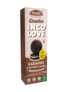 CIASTKA MARKIZY KAKAOWE Z KREMEM O SMAKU WANILIOWYM BEZ CUKRU BEZGLUTENOWE 125 g - INCOLA