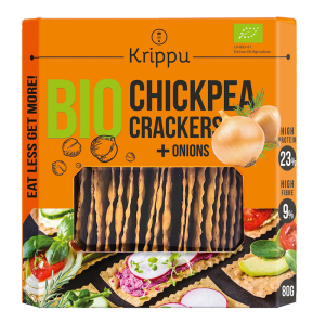 KRAKERSY PROTEINOWE Z CIECIERZYCY Z CEBULĄ BIO 80 g - KRIPPU