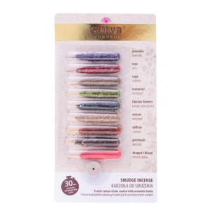 ZESTAW KADZIDEŁEK DO SMUŻENIA Z AROMATYCZNYMI ZIOŁAMI (9 szt.) - SATTVA (AYURVEDA)