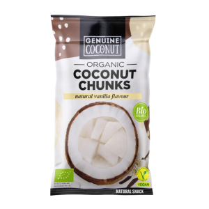 KOKOS KAWAŁKI ŚWIEŻE O SMAKU WANILIOWYM BEZGLUTENOWE BIO 30 g - GENUINE COCONUT