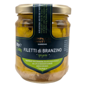 FILETY Z OKONIA MORSKIEGO W BIO OLIWIE Z OLIWEK EXTRA VIRGIN 200 g (140 g) (SŁOIK) - COMPAGNIA MEDITERRANEA