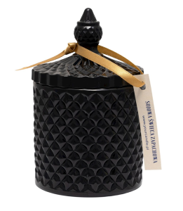 ŚWIECA SOJOWA ZAPACHOWA W KRYSZTALE CZARNYM ZŁOTY BURSZTYN 250 ml - YOUR CANDLE