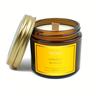 ŚWIECA SOJOWA ZAPACHOWA Z DREWNIANYM KNOTEM SORBET MANGO 120 ml - YOUR CANDLE