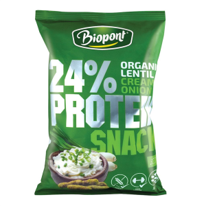 CHRUPKI PROTEINOWE O SMAKU ŚMIETANKI Z CEBULĄ BEZGLUTENOWE BIO 50 g - BIOPONT