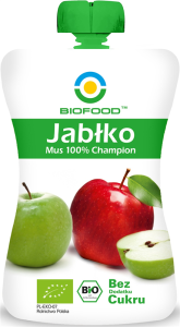 MUS JABŁKOWY 100 % CHAMPION BEZ DODATKU CUKRÓW BEZGLUTENOWY BIO 200 g - BIOFOOD