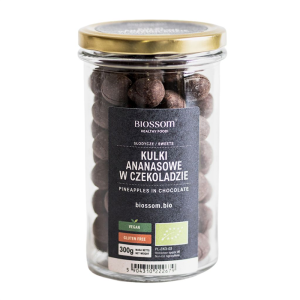 KULKI ANANASOWE W CZEKOLADZIE BEZGLUTENOWE BIO 300 g - BIOSSOM