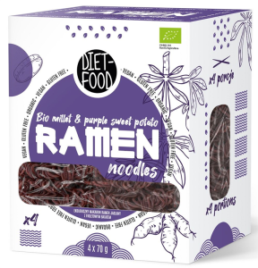 MAKARON (JAGLANO - RYŻOWY Z BATATEM FIOLETOWYM) RAMEN BEZGLUTENOWY BIO 280 g - DIET-FOOD