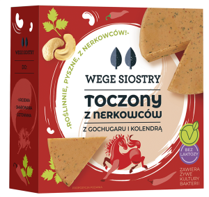 WEGAŃSKA ALTERNATYWA SERA Z ORZECHÓW NERKOWCA Z PAPRYKĄ GOCHUGARU I KOLENDRĄ BEZGLUTENOWA 140 g - WEGE SIOSTRY