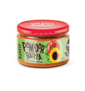 PASTA SŁONECZNIKOWA Z POMIDORAMI I BAZYLIĄ BEZGLUTENOWA 180 g - PRIMAVIKA
