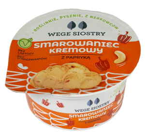 WEGAŃSKA ALTERNATYWA SERKA TWAROGOWEGO Z ORZECHÓW NERKOWCA Z PAPRYKĄ BEZGLUTENOWA 130 g - WEGE SIOSTRY
