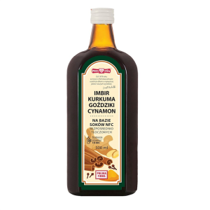 NAPÓJ IMBIR - KURKUMA - GOŹDZIKI - CYNAMON BEZ DODATKU CUKRÓW 500 ml - POLSKA RÓŻA